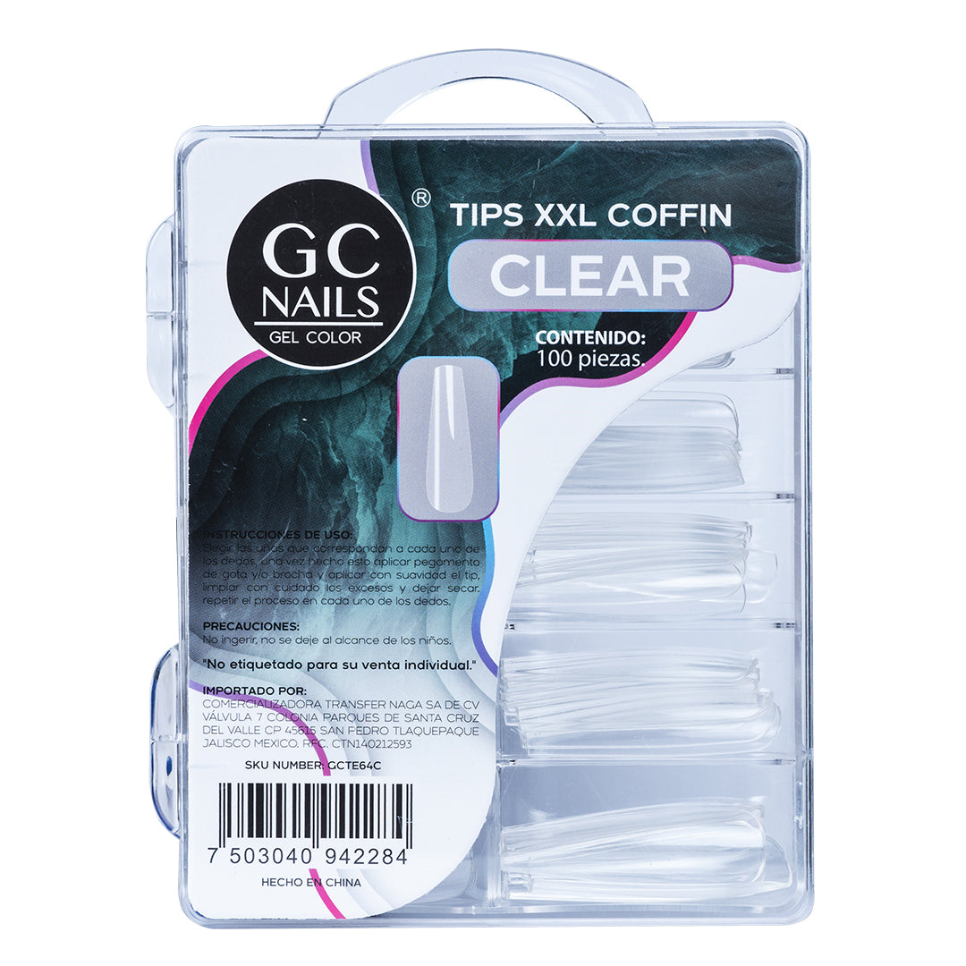 TIPS PRESS ON XXL COFFIN 100PCS E64 CLEAR