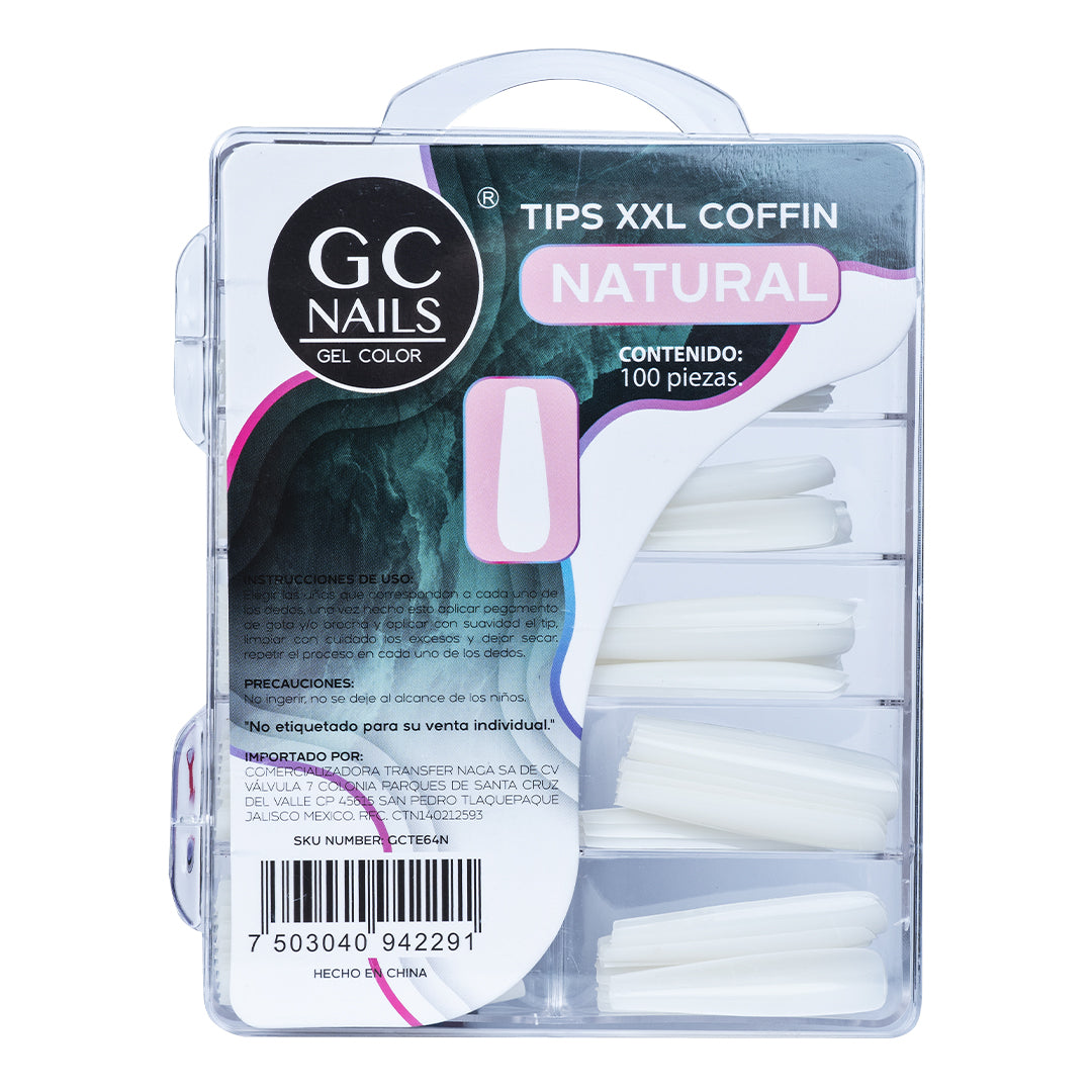TIPS PRESS ON XXL COFFIN 100PCS E64 NATURAL
