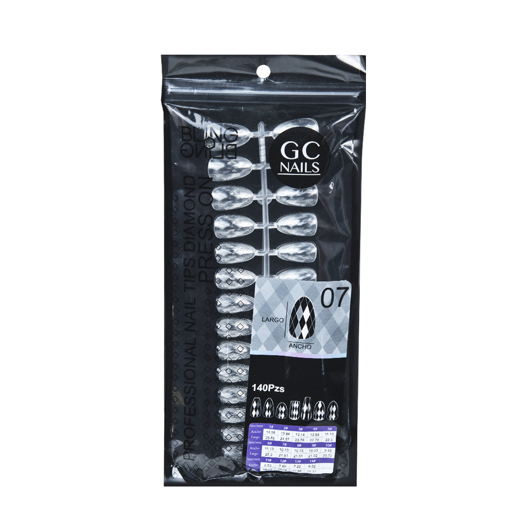 GC NAILS PROFESSIONAL TIPS DIAMOND PRESS ON BLING BLING C/140 PZS-07