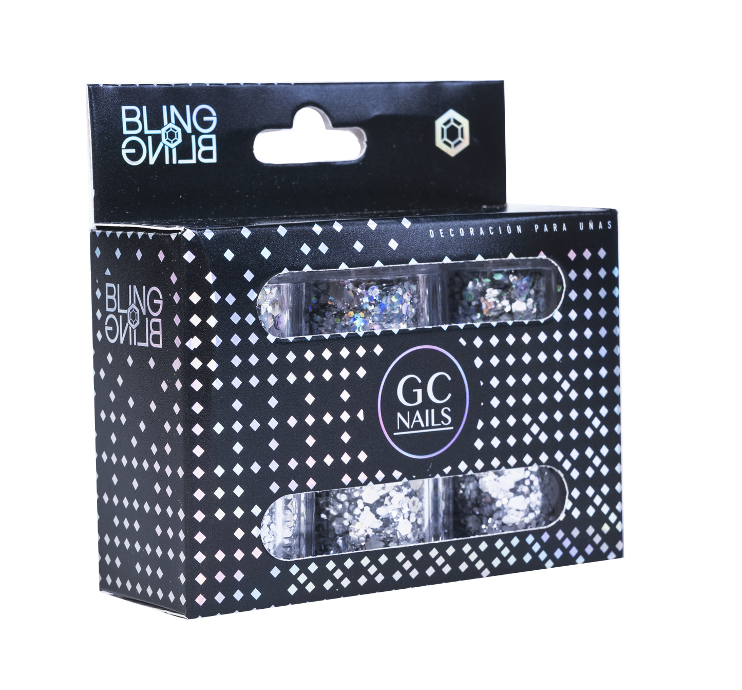 GC DECORACION BLING BLING #04 GLITTER PLATA C/6PZ