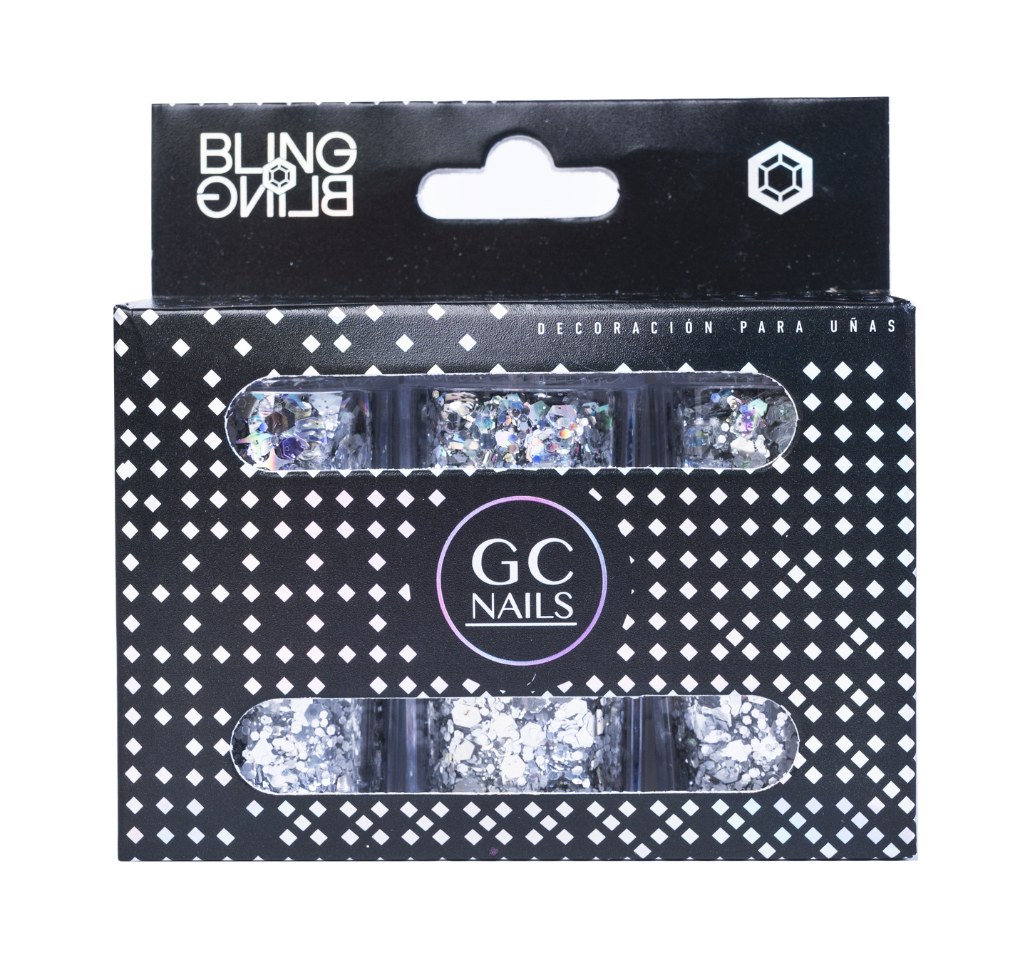 GC DECORACION BLING BLING #04 GLITTER PLATA C/6PZ