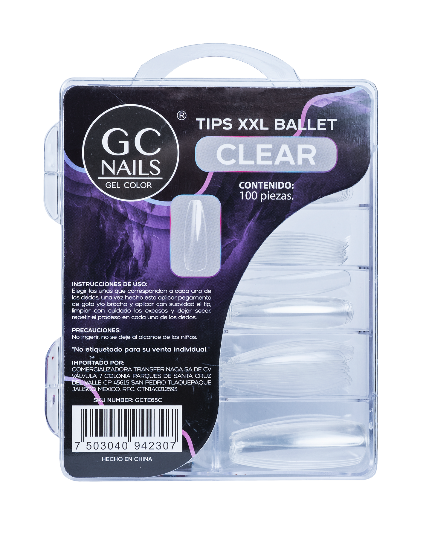 TIPS PRESS ON XXL BALLET 100PCS E65 CLEAR