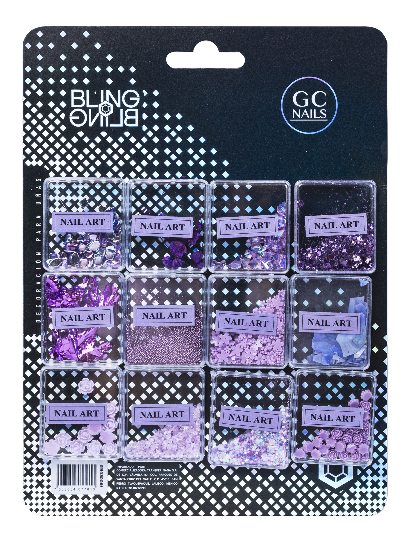 GC DECORACION BLING BLING #03 NAIL ART MORADO C/12PZ