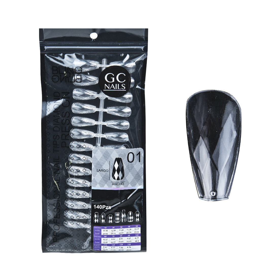 GC NAILS PROFESSIONAL TIPS DIAMOND PRESS ON BLING BLING C/140 PZS-01