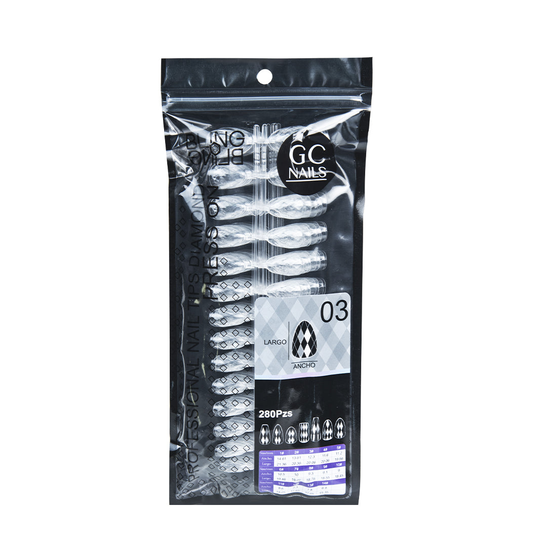 GC NAILS PROFESSIONAL TIPS DIAMOND PRESS ON BLING BLING C/280 PZS-03