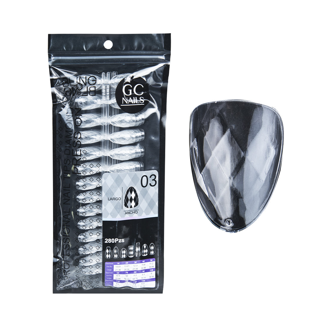 GC NAILS PROFESSIONAL TIPS DIAMOND PRESS ON BLING BLING C/280 PZS-03