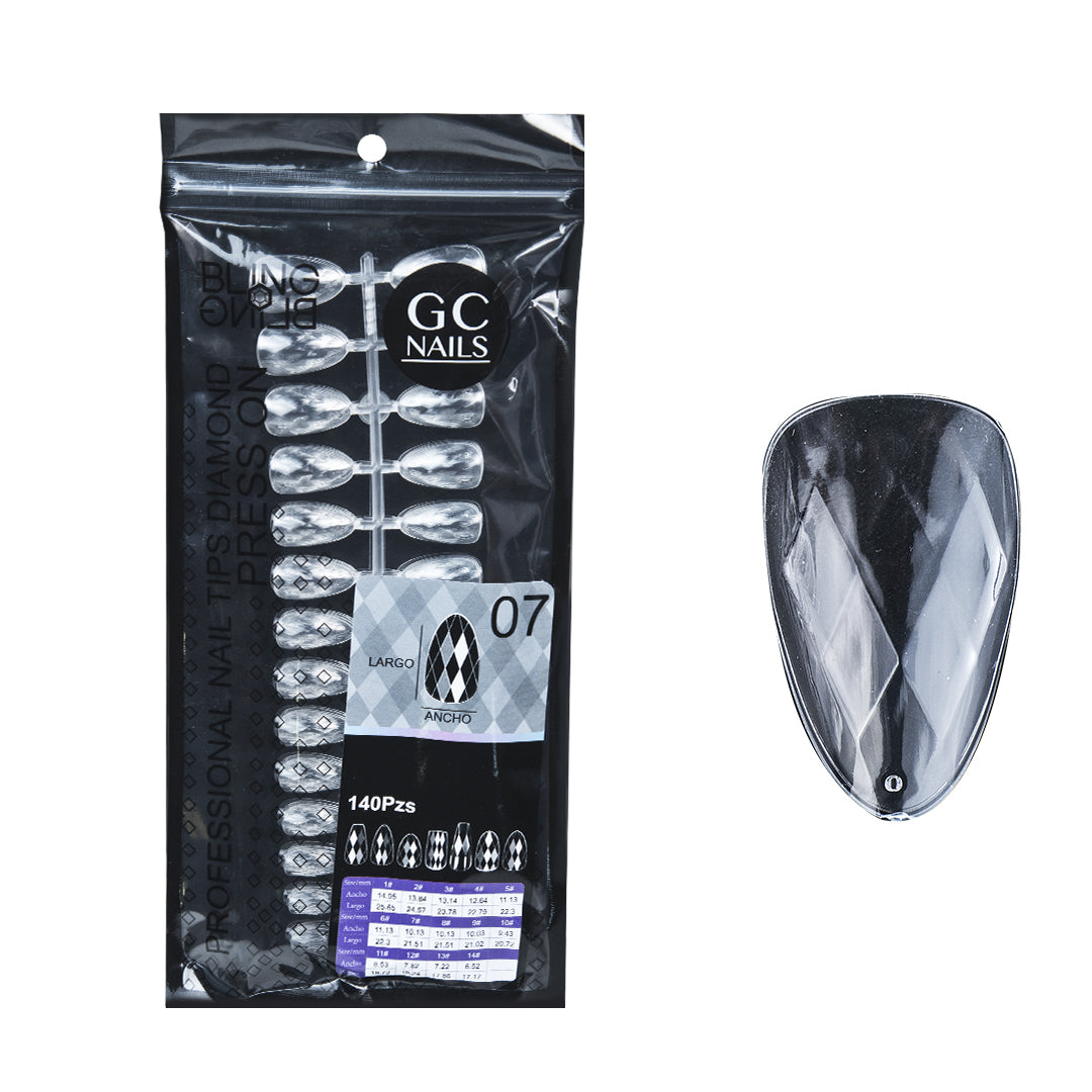 GC NAILS PROFESSIONAL TIPS DIAMOND PRESS ON BLING BLING C/140 PZS-07