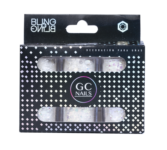 GC DECORACION BLING BLING #08 GLITTER PERLA C/6PZ
