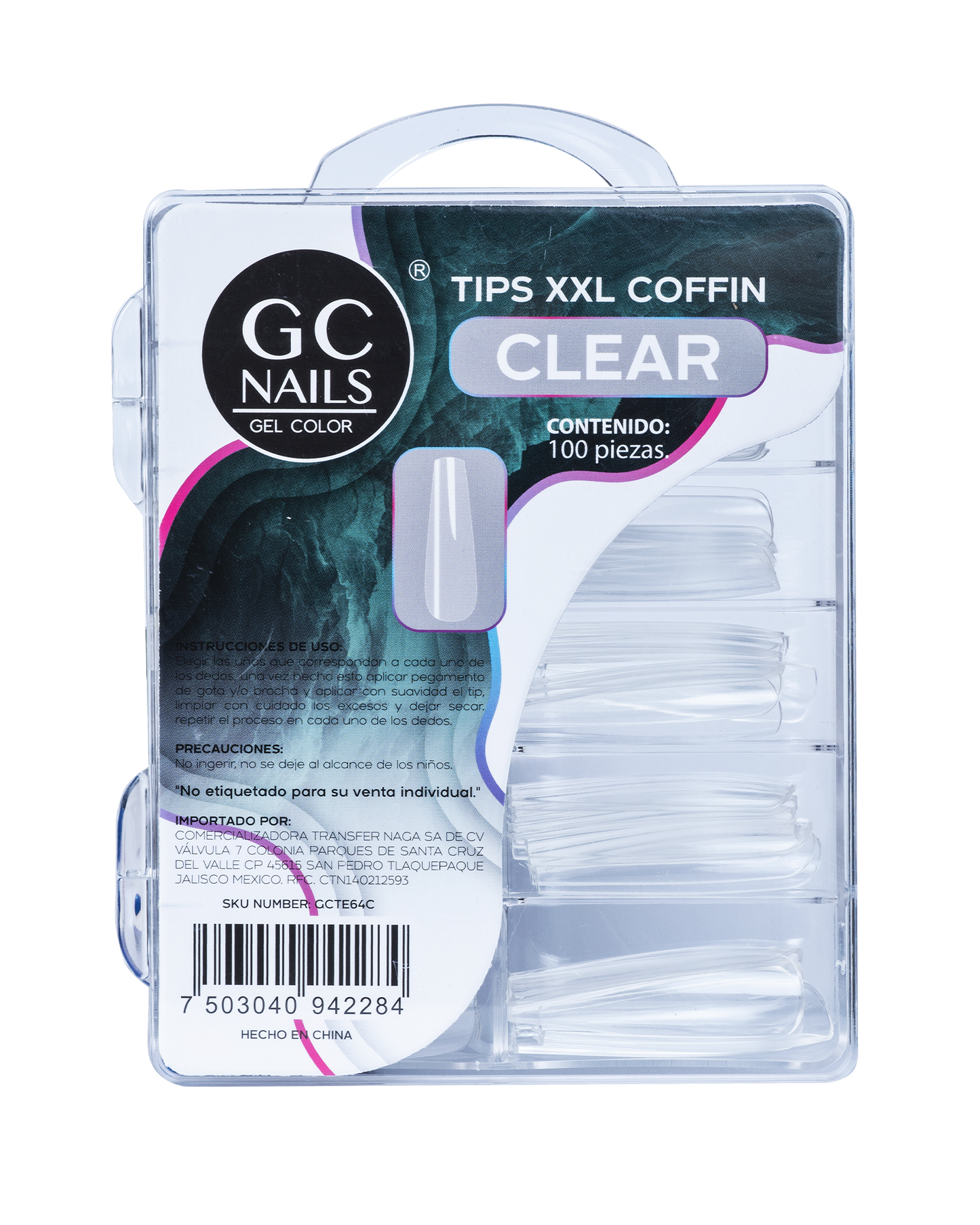 TIPS PRESS ON XXL COFFIN 100PCS E64 CLEAR