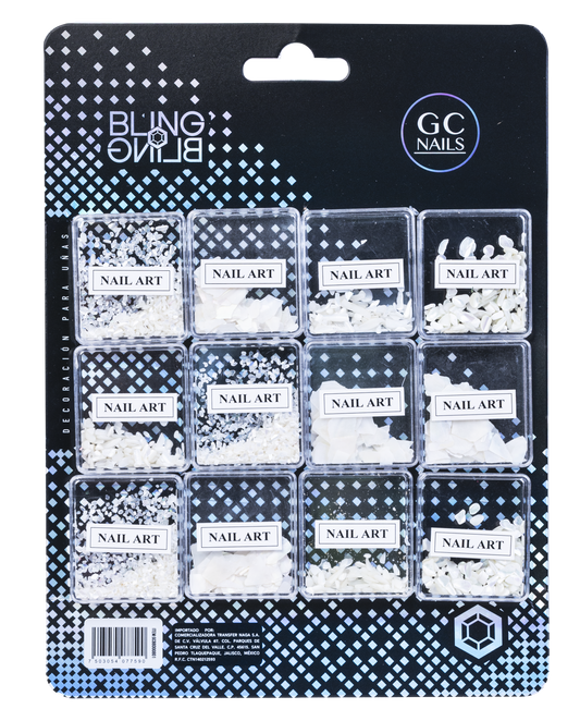 GC DECORACION BLING BLING #01 NAIL ART BLANCO C/12PZ