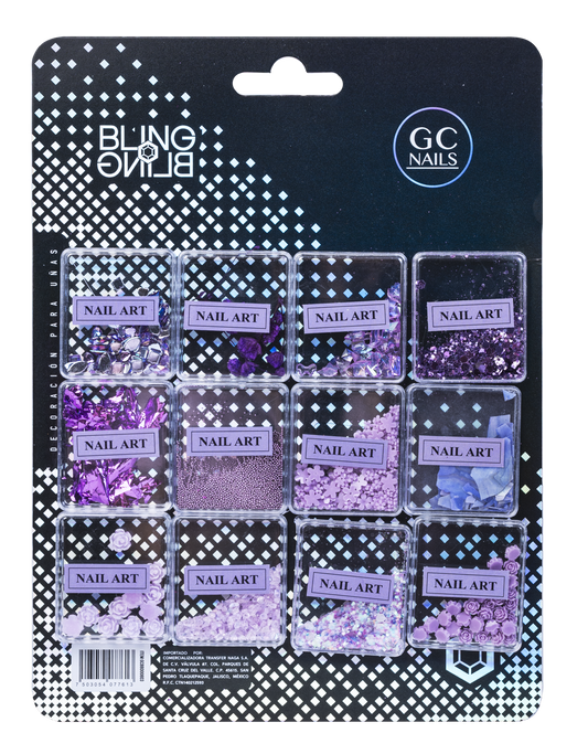 GC DECORACION BLING BLING #03 NAIL ART MORADO C/12PZ
