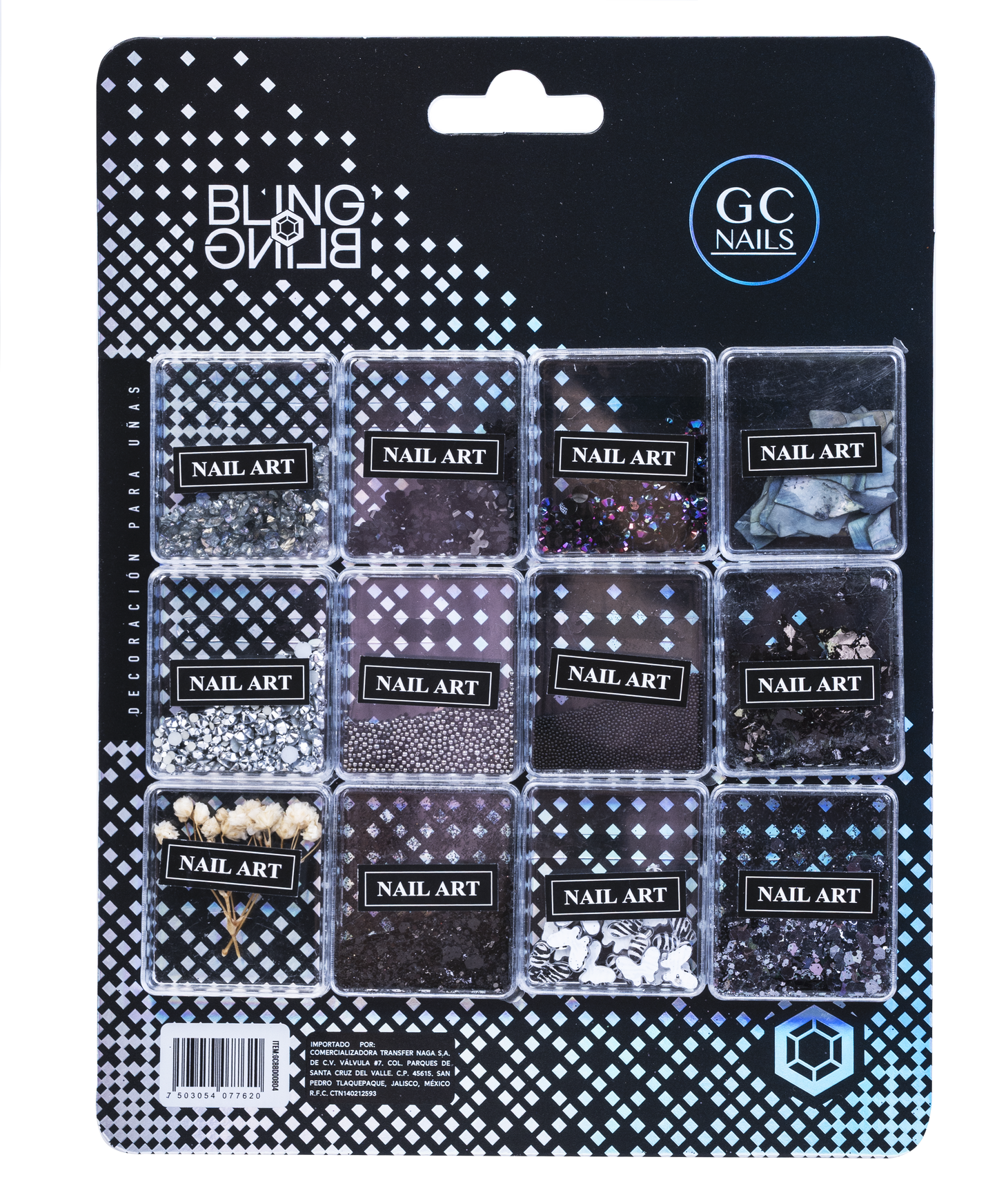 GC DECORACION BLING BLING #04 NAIL ART NEGRO C/12PZ