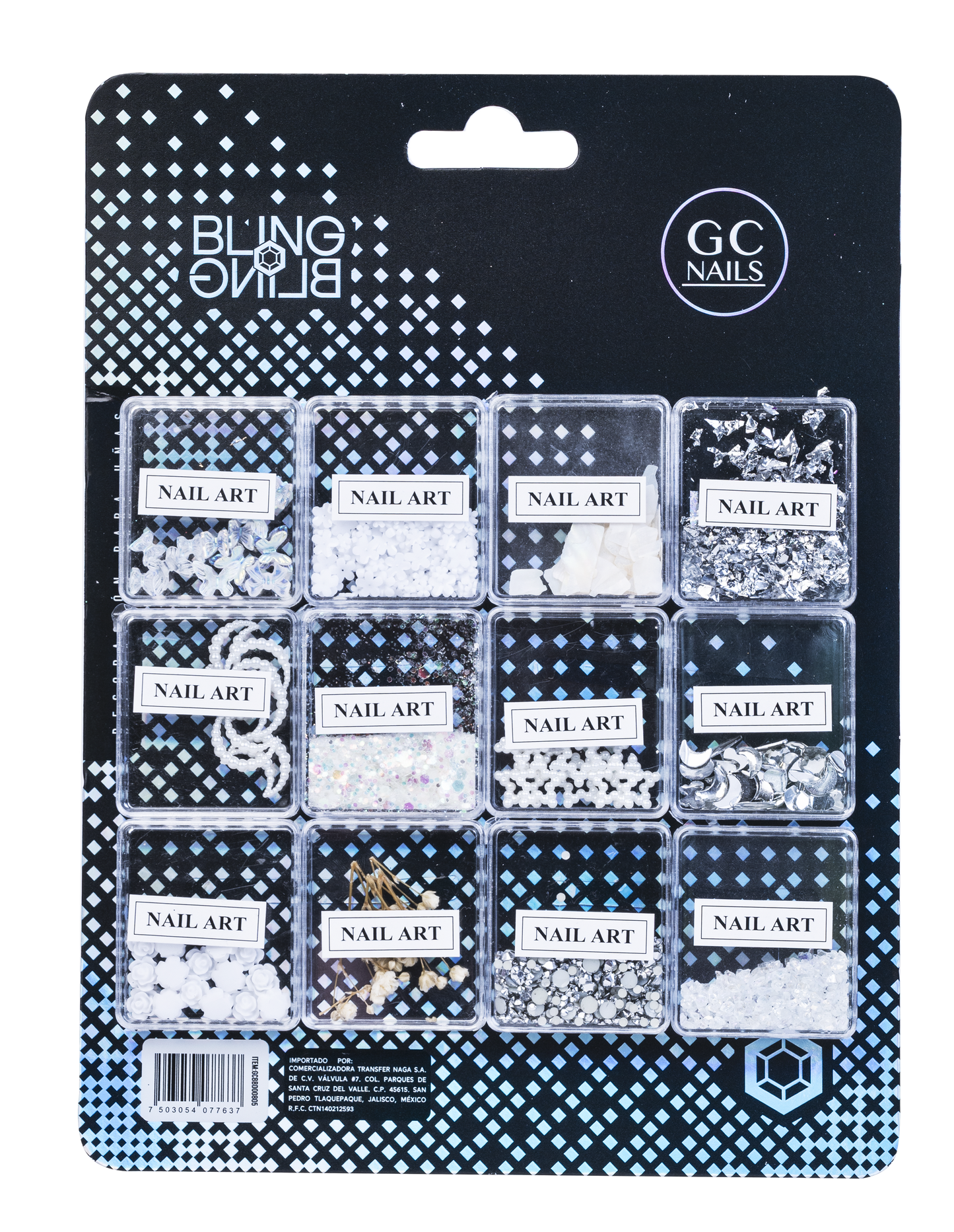 GC DECORACION BLING BLING #05 NAIL ART PLATA C/12PZ