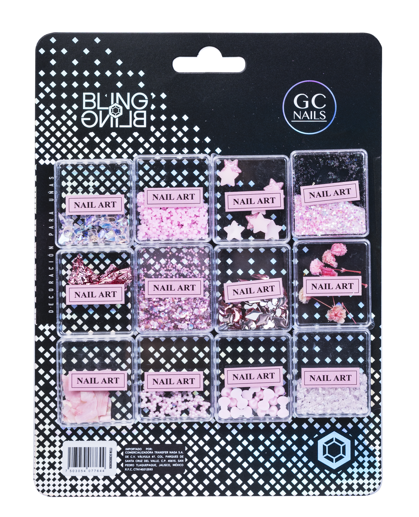 GC DECORACION BLING BLING #06 NAIL ART ROSA C/12PZ