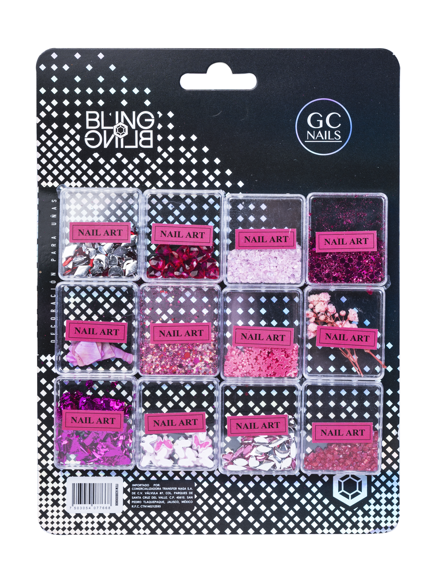 GC DECORACION BLING BLING #08 NAIL ART FUCSIA C/12PZ