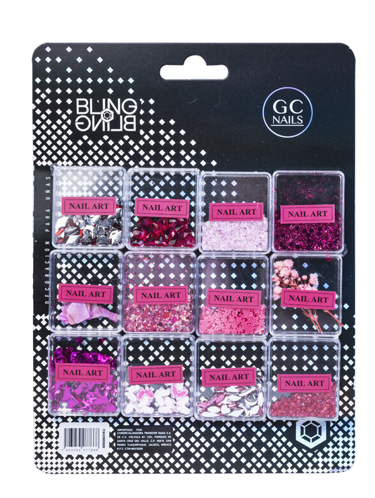 GC DECORACION BLING BLING #08 NAIL ART FUCSIA C/12PZ