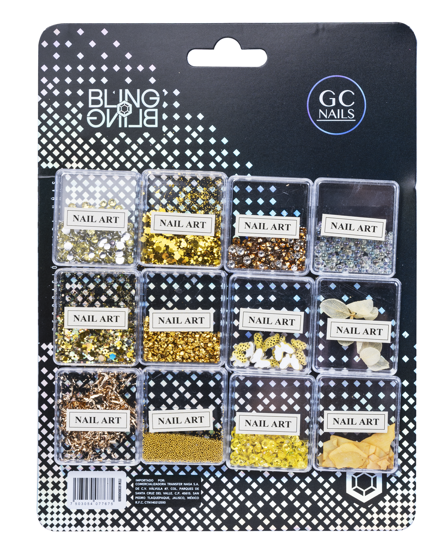 GC DECORACION BLING BLING #09 NAIL ART AMARILLO C/12PZ