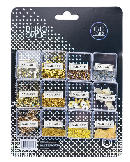 GC DECORACION BLING BLING #09 NAIL ART AMARILLO C/12PZ